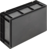 Preview: The image shows a black, rectangular plastic box. It has a smooth, flat surface and is slightly elevated, with a sturdy frame that has openings for better handling.