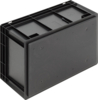 Preview: The image shows a black, rectangular plastic box with a sturdy, grooved lid. The box has a flat bottom and edges for better handling.