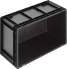 Preview: The image shows a rectangular, black plastic box without a lid. It has a smooth surface, straight edges, and is hollow inside, yet provides stability. Ideal for storage.