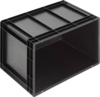 Preview: The image shows a black, rectangular plastic crate. It is open, has sturdy walls and a textured bottom. Ideal for transporting or storing items.