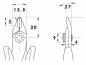 Preview: The image displays technical drawings of pliers. On the left is the front view with dimensions: 13.5 mm width, 20 mm height, 8 mm distance. On the right is a side view with a length of 27 mm.