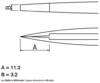 Preview: The image displays a technical drawing of an object with two marked lengths: A is 11.2 mm and B is 3.2 mm. A lateral and a perspective view are shown.