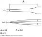 Preview: The image displays technical drawings with three dimensions: A (35 mm), B (2 mm), and C (0.6 mm). Two profiles are shown, each having specific shapes.