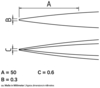 Preview: The image shows two diagrams with lines that represent different shapes. There are measurements: A is 50 mm, B 0.3 mm, and C 0.6 mm, all specified in millimeters.