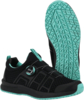 Preview: The image shows a sporty shoe in black with mint green accents. The sole features a grippy pattern. A special lacing system is visible in the center. The shoe appears lightweight and dynamic.