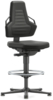 Preview: The image shows a modern office chair in black. It has an ergonomically shaped backrest, a padded seat, and armrests. The base is swivel and has five casters.