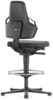 Preview: The image shows a swivel office chair in black. The chair has a high backrest, armrests, and an adjustable seat height. The base is stable and has five casters.