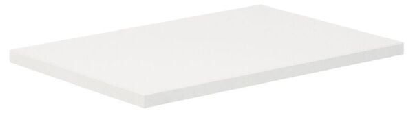 The image shows a flat, rectangular plate in a uniform, matte white. It is situated on a neutral surface and has no additional patterns or colors.