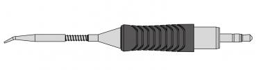 The image shows a tool with a long, narrow end and a rubberized handle. The handle has a ribbed surface for better grip. The end is pointed and slightly curved.