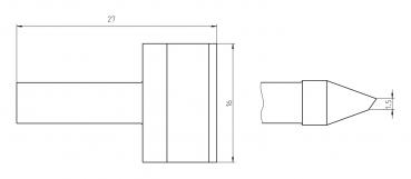 The image displays a technical drawing of an object with a cylindrical shape. The diameter is 29 mm, the total length is 16 mm, and it has a pointed end shape.