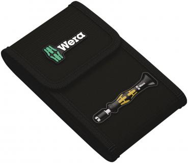 The image shows a black, folded case with the inscription "Wera" and a design that represents a screwdriver. It appears sturdy and practical for tool storage.