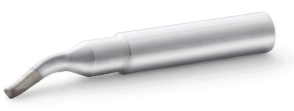 The image shows a shiny, metallic tool with a cylindrical handle and a pointed, curved tip. It has a smooth surface and is designed for precise applications.