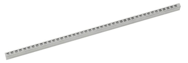 The image shows a long, flat bar made of light material with several small holes along the top. It is straight and has a simple, functional shape.