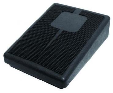 The image shows a rectangular, black rubber base with a textured surface. In the center, there is a square, recessed field.