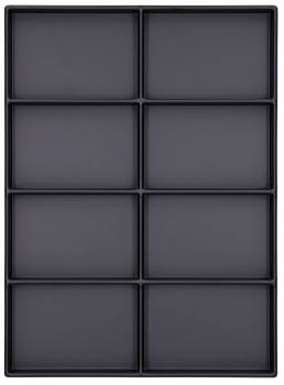 The image displays a rectangular tray with nine equally-sized compartments, arranged both vertically and horizontally. The compartments are uniformly black and feature no additional decorations.