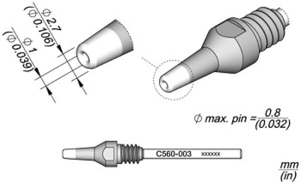 The image displays technical drawings of an electrical connector plug. At the top are two views: a side view and a top view. Below is another view with labels and dimensions.