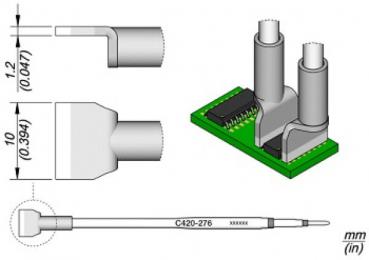 The image displays a technical drawing of a connector plug. It features two cylindrical parts on a green circuit board, alongside dimensions in millimeters and inches.