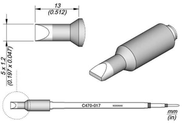 The image shows a technical drawing of a cylindrical object with a rounded tip. There are measurements for diameter and length. The surface appears smooth and plastic.