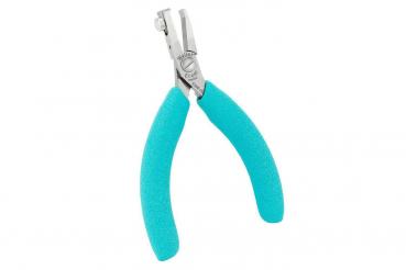 The image shows a pair of pliers with blue rubber grips. The pliers have a metal tip that is used for cutting or gripping. They appear ergonomic and handy.