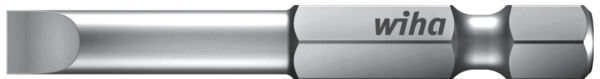 The image shows a silver screwdriver bit with a smooth, straight end. It has a distinctive constriction in the middle and is marked with the inscription "wiha".