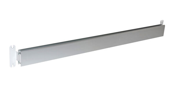 The image shows a slim, rectangular metal strip in silver color. It has two mounting brackets at the ends and is designed for wall or furniture mounting.