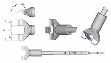 The image displays technical drawings of a tool, likely a ratchet head. Multiple perspectives and measurements are visible, depicting the shape and structure of the tool.