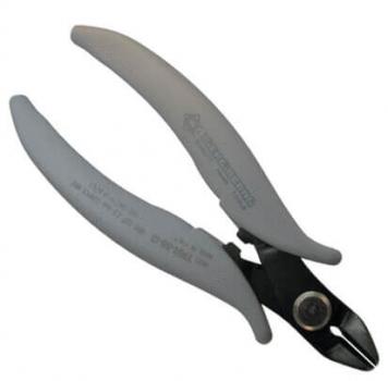 The image shows a pair of pliers with rounded, gray handles and a black cutting edge. It is commonly used for precise cutting tasks, such as trimming wires or nails.