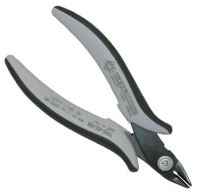 The image shows pliers with gray grip areas and a slim, black head. The pliers have a specialized shape for cutting or gripping objects.