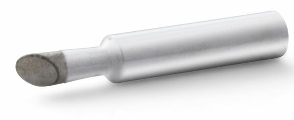 The image shows a cylindrical metal rod that is rounded at one end. The surface is smooth and shiny, while the other part is narrower, possibly for a specific use.