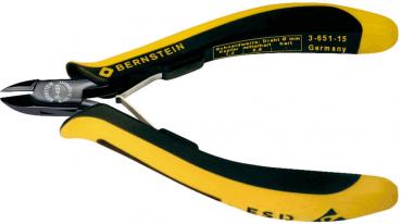 The image shows a yellow-black pliers. It has a curved shape with a metal head for cutting. The handle is non-slip and ergonomically designed for better grip.