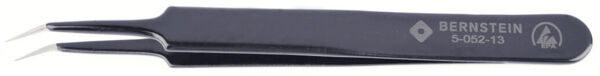 The image shows a straight metal tweezer. It has narrow, pointed ends and a matte, black surface. On the side, the inscriptions "BERNSTEIN" and an item number are engraved.