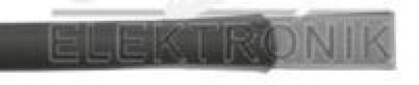 The image shows part of a cable or hose that is black. In the background, the word "ELECTRONICS" is written in large letters. The focus is on the connection.