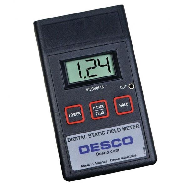 The image displays a compact digital measuring device in black with a large screen. The number 1.24 is illuminated on the display. It features several button-like controls in red.