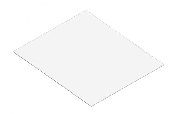 The image shows a simple, blank sheet of paper at a slight angle. It is rectangular and has a white surface without any text or patterns.