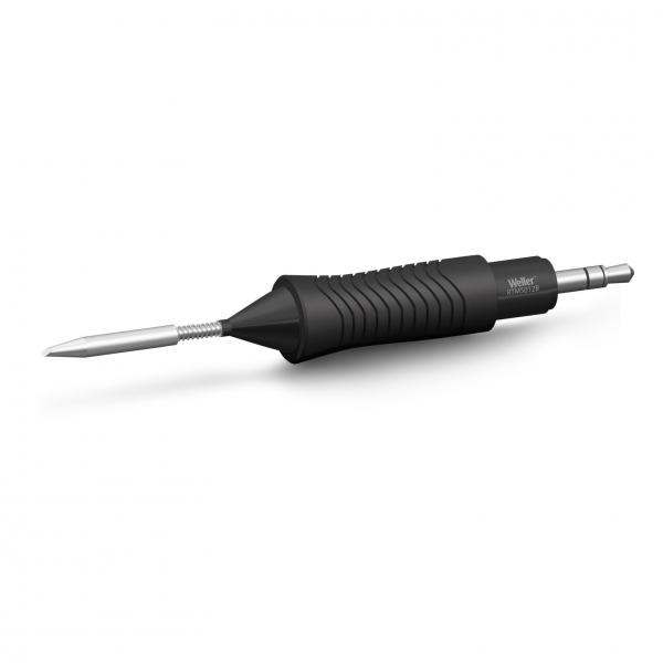 The image shows a tool with a rubberized, black handle and a pointed, metallic tip. The handle is non-slip and features a textured surface for better grip.