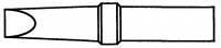 The image shows a schematic representation of a mouthpiece. It has a beveled tip, a wider area, and a cylindrical part with a thickening in the middle.