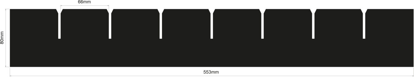 The image shows a black rectangle with several wavy indentations on the upper edge. The lower edge is straight and there are no additional details present.