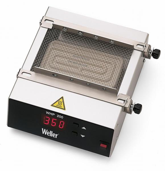 The image shows an electric heating element in rectangular shape. It has a metal surface with a grid. Below are buttons and a display for temperature indication.