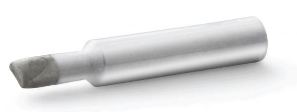 The image shows a metallic pen with a rounded end coated in gray material. The body is cylindrical and has a smooth surface.