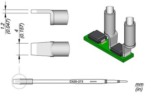 Das Bild zeigt technische Zeichnungen eines Sensors. Oben sind zwei Ansichten der Verbindungsteile abgebildet, unten ein Detail des Sensors mit Maßen in Millimetern angegeben.