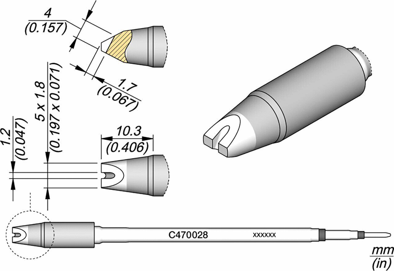 The image shows technical drawings of a precise device. It includes various views and dimensions that clarify the details of the shape and functions.