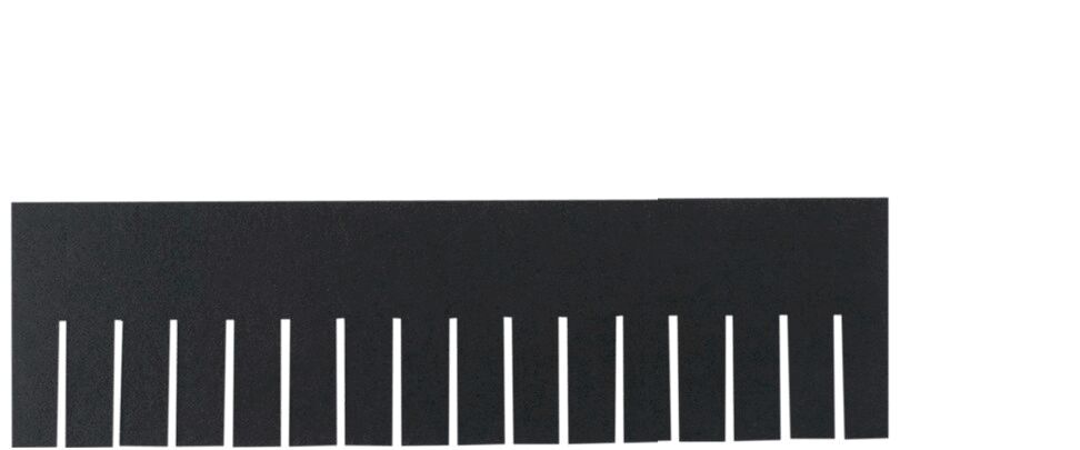 The image shows a black rectangle with several uniform horizontal slits running from top to bottom. It is simple and without further details.