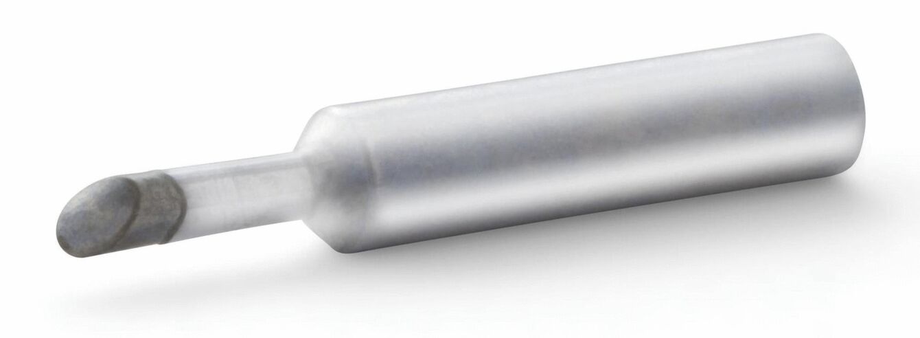 The image shows a silver, metallic tool with an elongated shape. At one end, it has a rounded tip, which is likely used for working or processing materials.