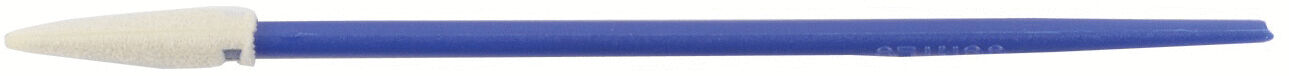 In the picture, there is a long, blue pen with a white cap at one end. The pen has a slim shape and a pointed tip for writing.