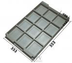 032.T-246 - Vacuum-formed insert T-246 553 x 353 x 44 mm, 12 compartments ESD 